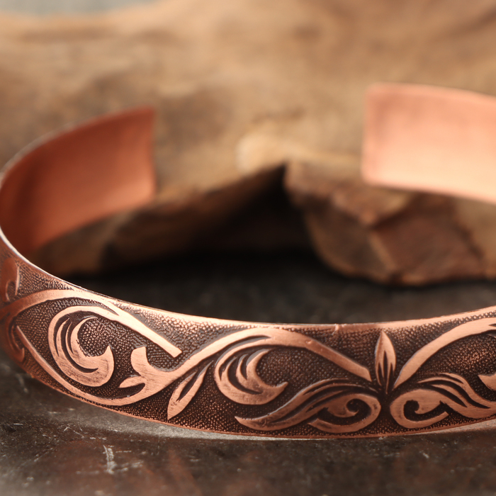 фото Браслет «цветение», пластинчатый, узкий, медь