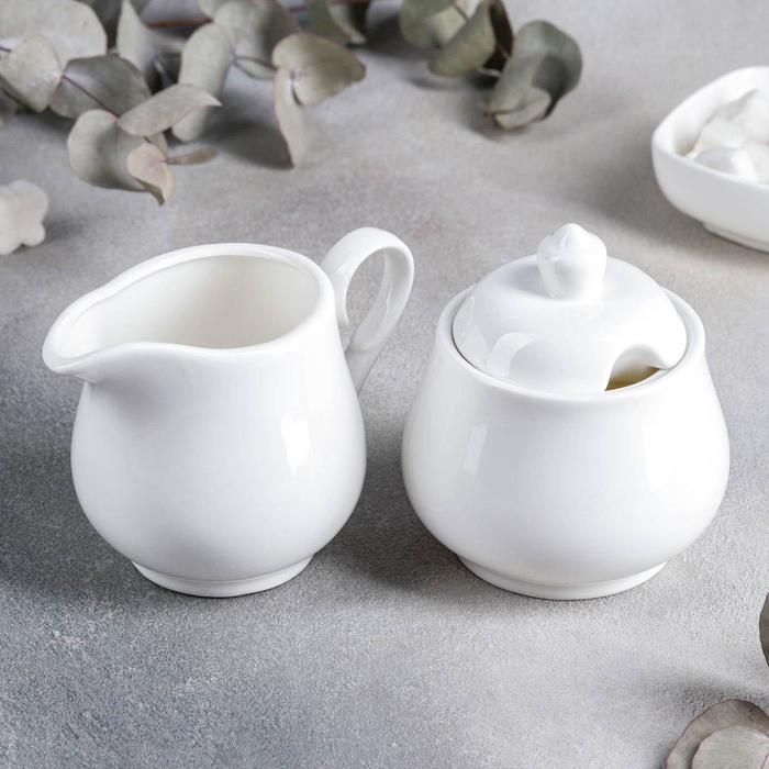 Набор сервировочный, 2 шт: сахарница 340 мл, молочник 300 мл, цвет белый
Набор сервировочный, 2 шт: сахарница 340 мл, молочник 300 мл, цвет белый