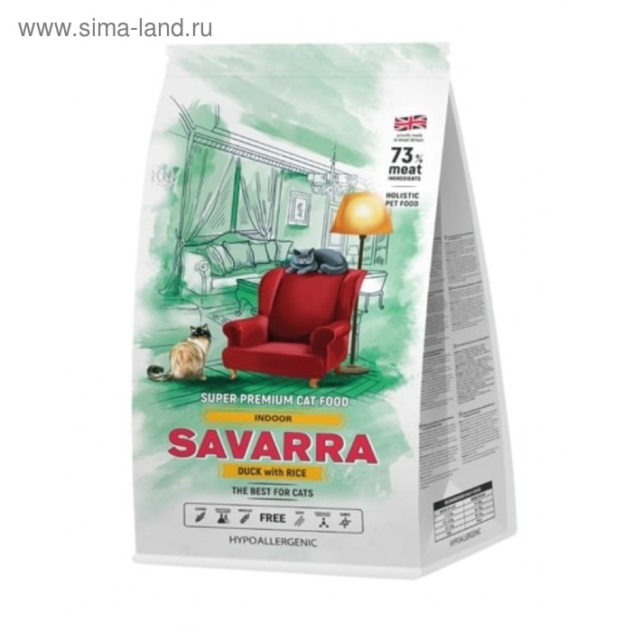 Сухой корм SAVARRA Indor Adult Cat для взрослых кошек, утка/рис, 400 г
Сухой корм SAVARRA Indor Adult Cat для взрослых кошек, утка/рис, 400 г
