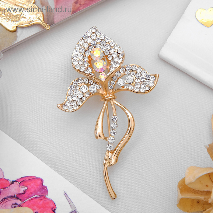 Брошь "Цветок" спатифиллум, цвет белый в золоте 
Брошь "Цветок" спатифиллум, цвет белый в золоте