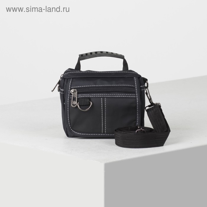 фото Сумка поясная на молнии, 1 отдел, 2 наружных кармана, с ручкой, цвет чёрный