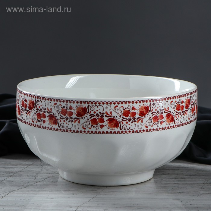 Салатник, белый с деколью, красная роспись, 1.1 л
Салатник, белый с деколью, красная роспись, 1.1 л