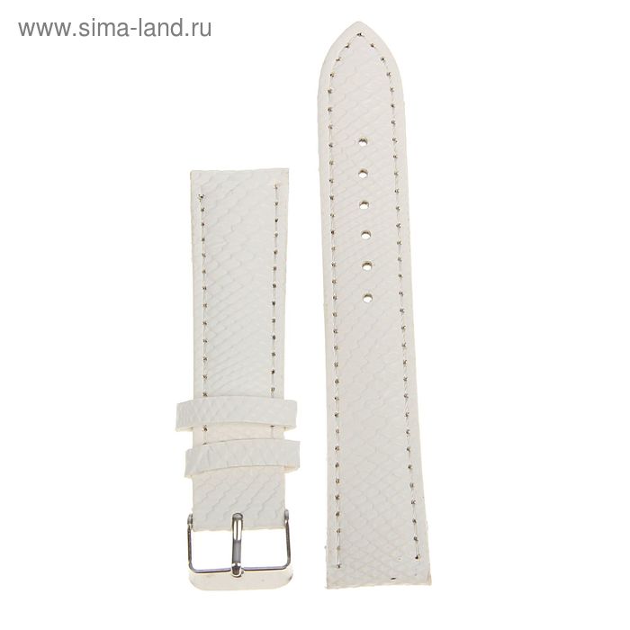 фото Ремешок для часов "соломон", 20 мм, экокожа, l-19 см, белый