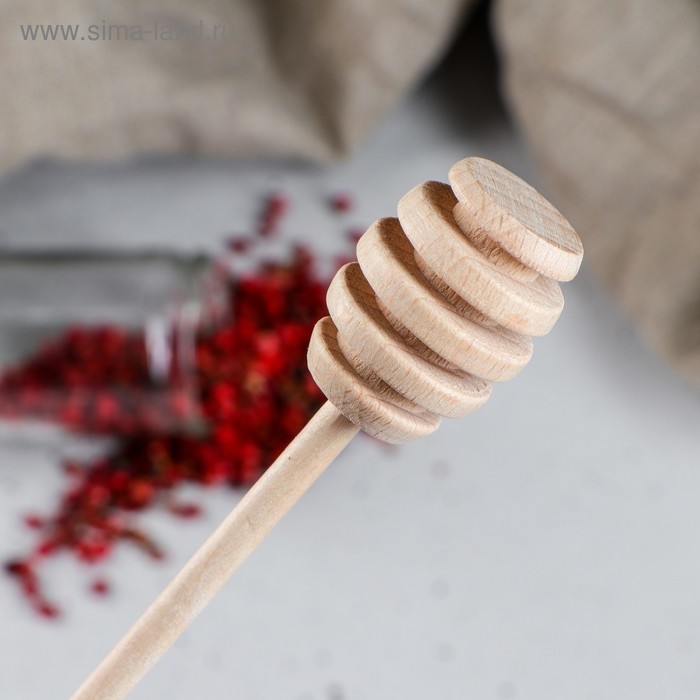 фото Ложка для меда доброе дерево "веретено", 18.5 см, массив бука