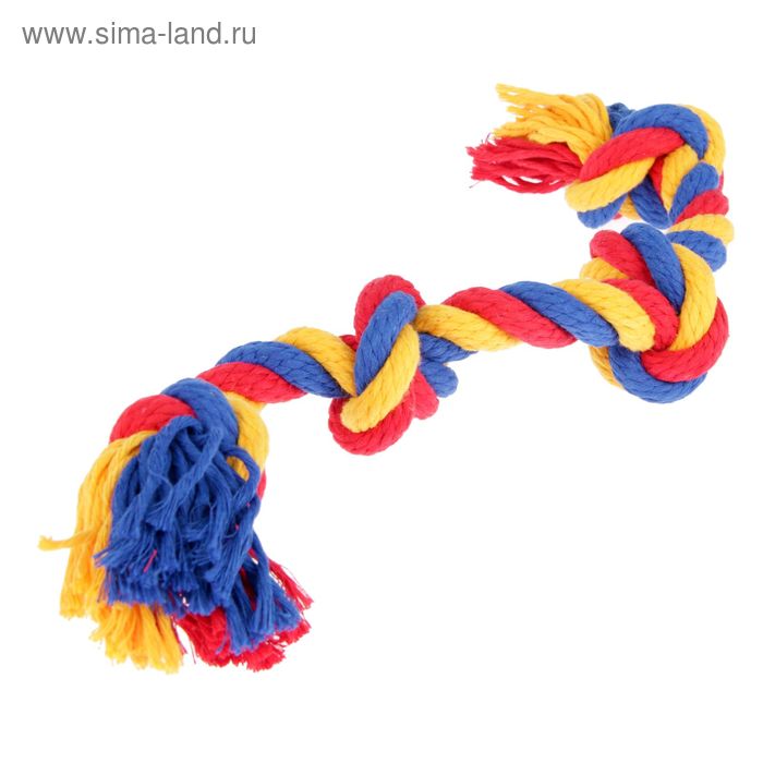 фото Игрушка канатная "веревка", ф16, 4 узла, 42-44 см, микс зооник