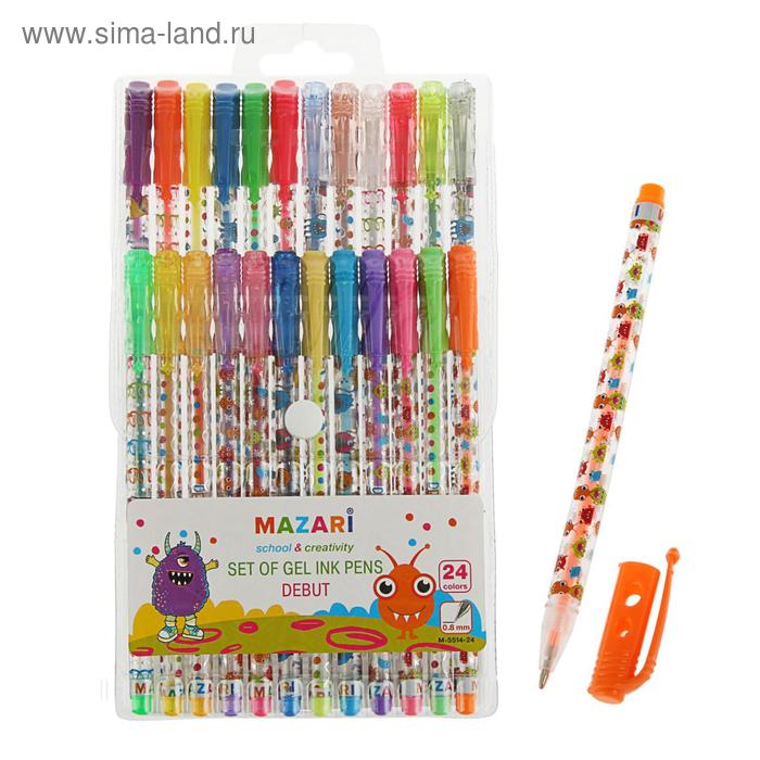 Набор гелевых ручек Mazari Debut, 24 цвета, 0.8 мм, с блёстками 
Набор гелевых ручек Mazari Debut, 24 цвета, 0.8 мм, с блёстками