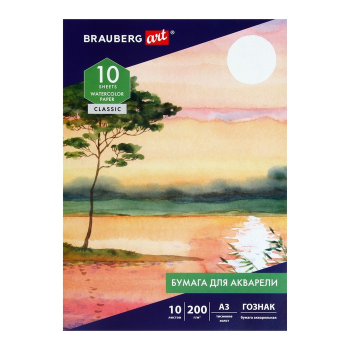 Папка для акварели А3, 297 х 420 мм, 10 листов, блок бумага ГОЗНАК "Холст", 200 г/м2
Папка для акварели А3, 297 х 420 мм, 10 листов, блок бумага ГОЗНАК "Холст", 200 г/м2