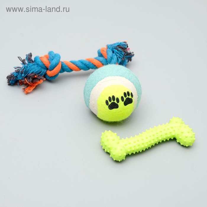 фото Набор игрушек для собак, 3 шт, микс цветов пижон