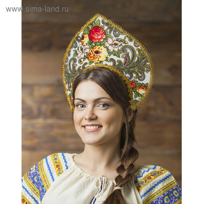 Кокошник «Восторг» на белом, МИКС 
Кокошник «Восторг» на белом, МИКС