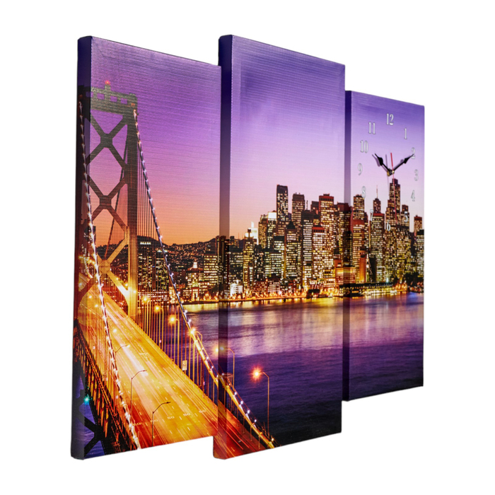 фото Часы настенные, модульные, серия: город, "мост золотые ворота", 60х80 см сюжет