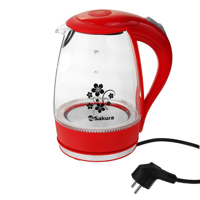 Чайник электрический Sakura SA-2710R, стекло, 1.7 л, 1850-2200 Вт, подсветка, красный
Чайник электрический Sakura SA-2710R, стекло, 1.7 л, 1850-2200 Вт, подсветка, красный