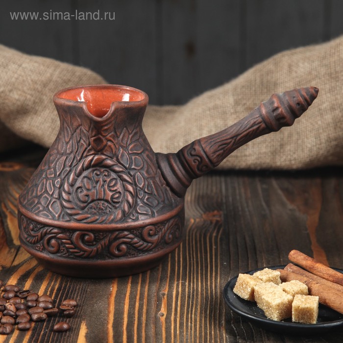 Турка средняя, глазурованная, керамическая ручка, 0.5 л