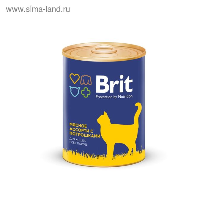 фото Консервы brit premium для кошек, мясное ассорти с потрошками, 340 г