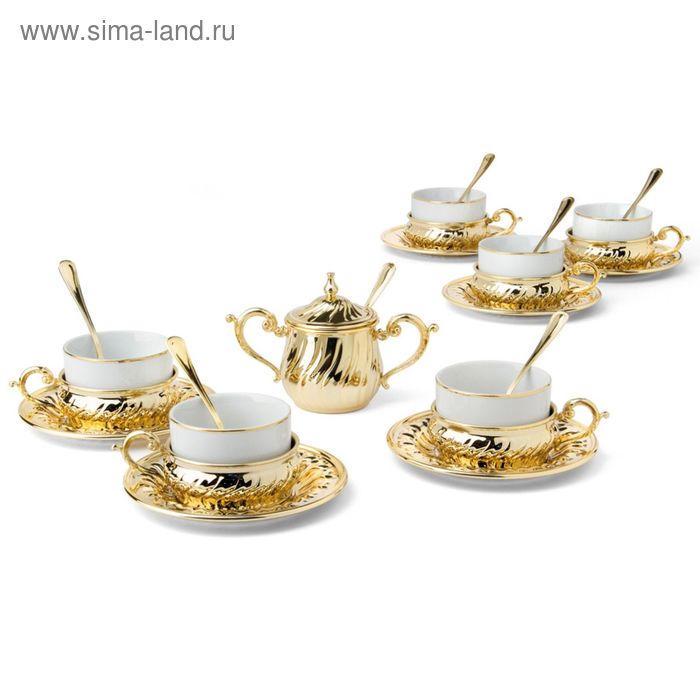 фото Чайный набор на 6 персон stradivari с отделкой под золото, в подарочной коробке chinelli
