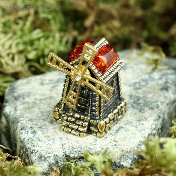 Колокольчик латунный "Мельница", янтарь,
Колокольчик латунный "Мельница", янтарь,