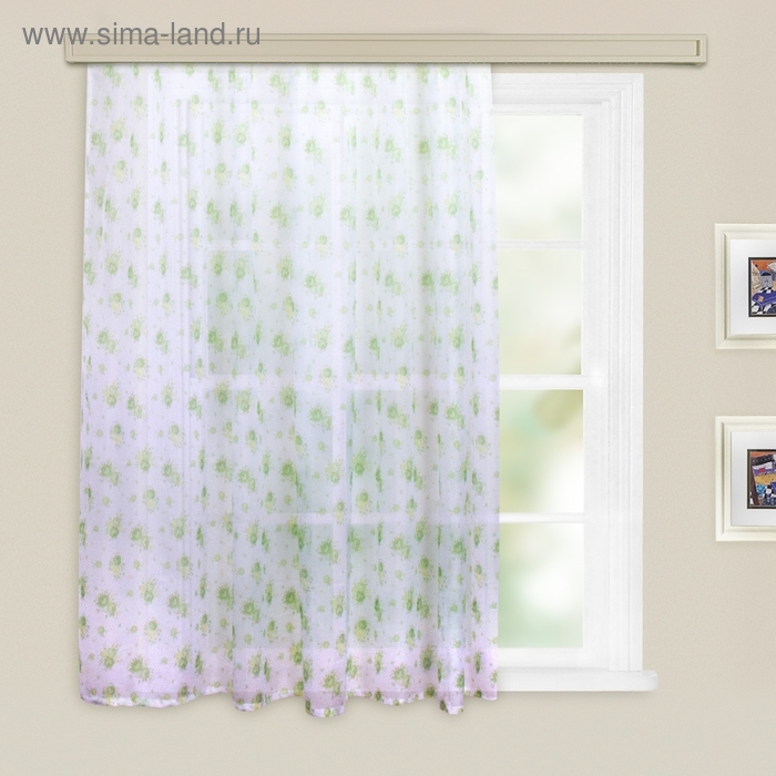 Штора для кухни 145х150 см, цв.зеленый, вуаль принт МИКС, пэ100% 
Штора для кухни 145х150 см, цв.зеленый, вуаль принт МИКС, пэ100%