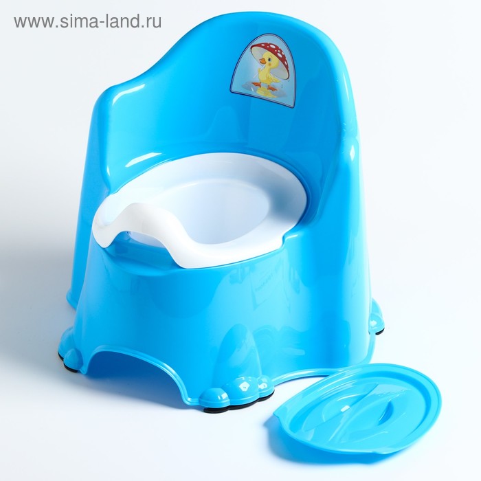 фото Горшок детский антискользящий «комфорт» с крышкой, съёмная чаша, цвет голубой ddstyle
