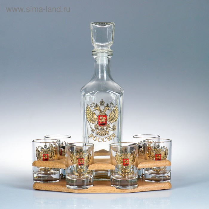Мини-бар 7 предметов графин + стопки деколь "Герб России" 500/50 мл
Мини-бар 7 предметов графин + стопки деколь "Герб России" 500/50 мл