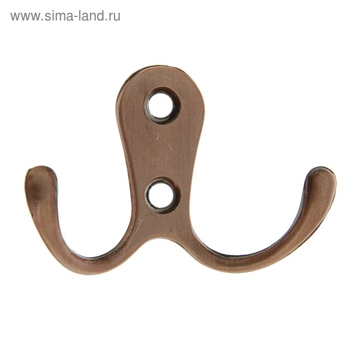 фото Крючок мебельный km207ac, двухрожковый, цвет медь