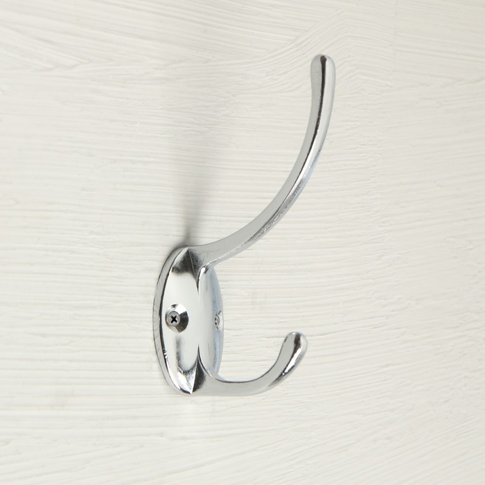 фото Крючок мебельный km208cp, двухрожковый, цвет хром
