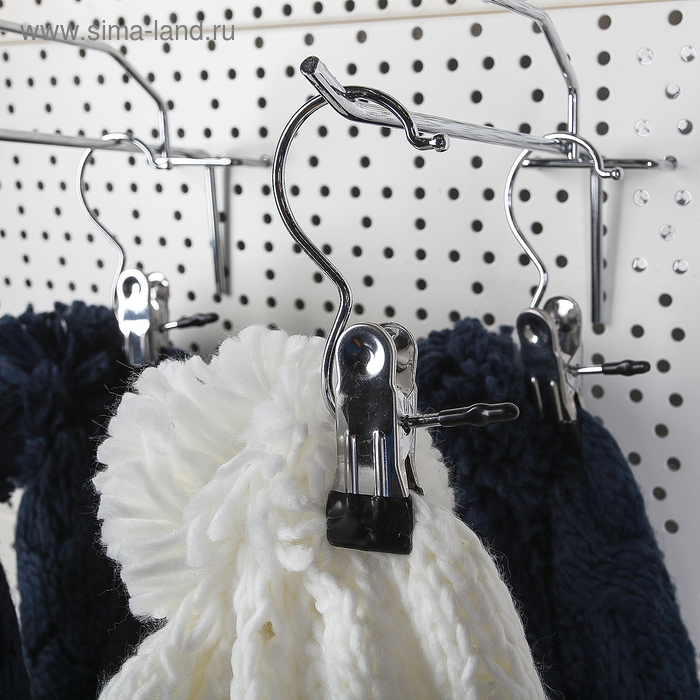 фото Крючок с прищепкой 5*2*11,5 см, (фасовка 10 шт), цвет чёрный, хром