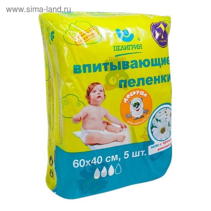 Пеленки впитывающие с экстрактом "Ромашка", одноразовые для детей 60х40 см 5 шт
Пеленки впитывающие с экстрактом "Ромашка", одноразовые для детей 60х40 см 5 шт