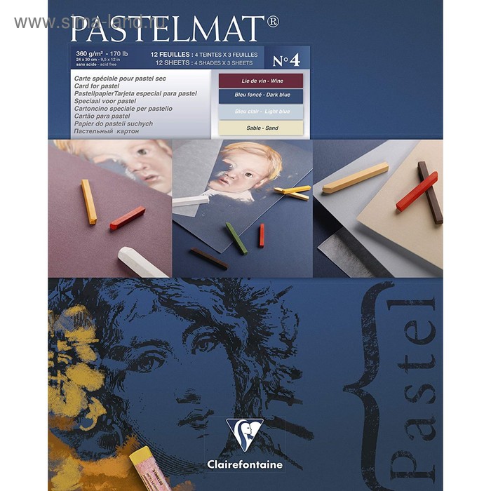 Альбом для пастели А3 300*400 мм Clairefontaine Pastelmat 12 листов склейка 360 г/м2, 4 цвета 96112С
Альбом для пастели А3 300*400 мм Clairefontaine Pastelmat 12 листов склейка 360 г/м2, 4 цвета 96112С
