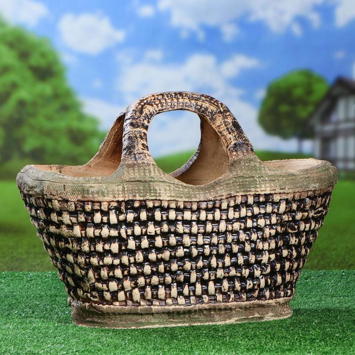 фото Кашпо "сумка плетенка", шамот, 15 л керамика ручной работы