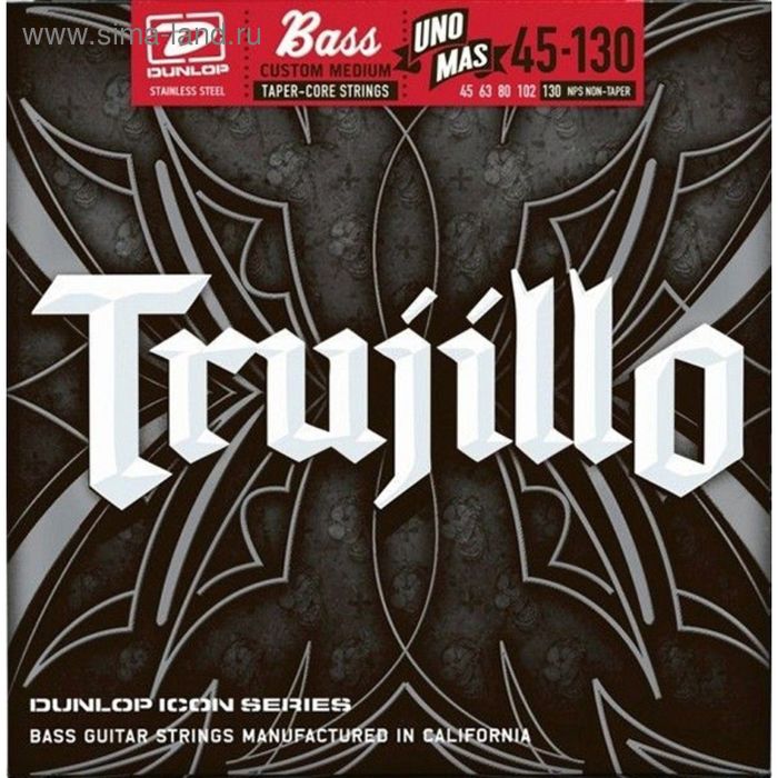 Комплект струн для бас-гитары Dunlop RTT45130T Robert Trujillo Icon, Medium, нерж.сталь, 45-130 21
Комплект струн для бас-гитары Dunlop RTT45130T Robert Trujillo Icon, Medium, нерж.сталь, 45-130 21
