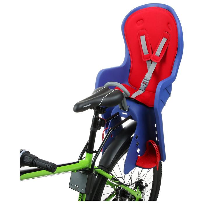 фото Велокресло заднее bq-9 с ручкой, крепление на раму с кнопкой, цвет синий