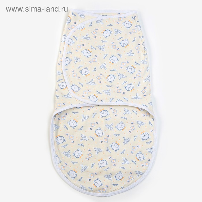 Пеленка-кокон на липучках, рост 50-62 см, кулирка, цвет бежевый, МИКС