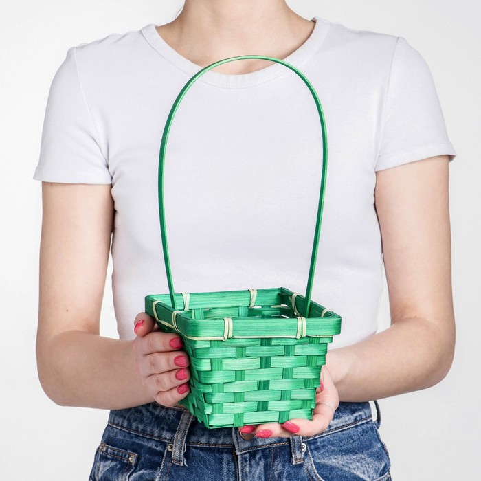 Корзина плетёная, бамбук, квадратная, зелёная
Корзина плетёная, бамбук, квадратная, зелёная