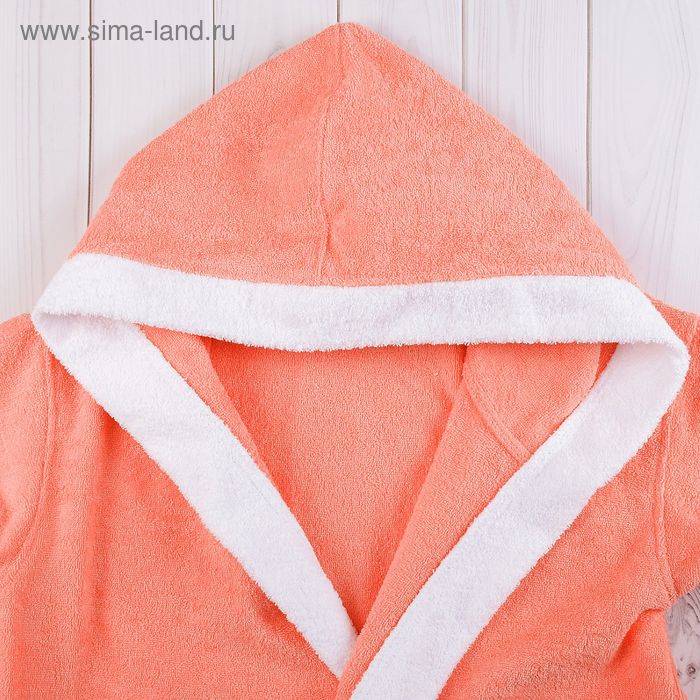 фото Халат женский, размер 56, белый/коралл, махра homeliness