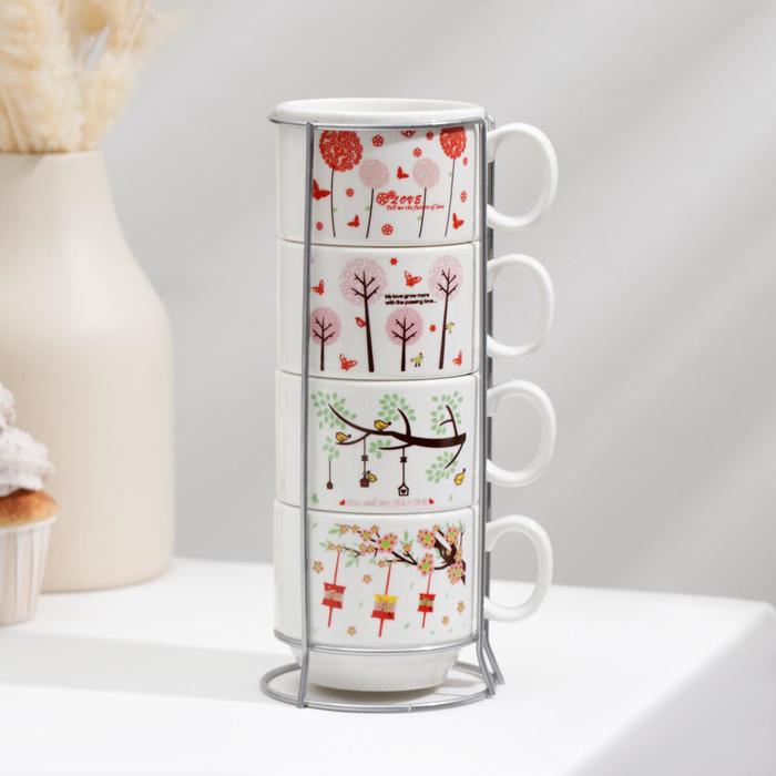 Набор кружек «Веточка», 180 мл, 4 шт, на металлической подставке, цвета МИКС
Набор кружек «Веточка», 180 мл, 4 шт, на металлической подставке, цвета МИКС