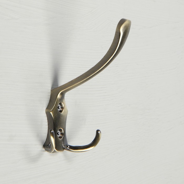 фото Крючок мебельный km301ab, трёхрожковый, цвет бронза тундра