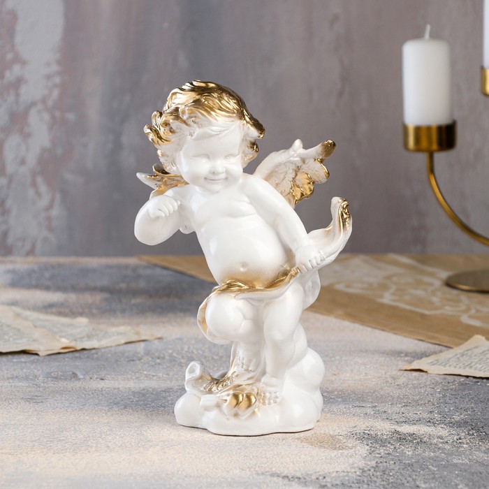 Статуэтка "Амур", белая, с золотом, гипс, 22 см
Статуэтка "Амур", белая, с золотом, гипс, 22 см
