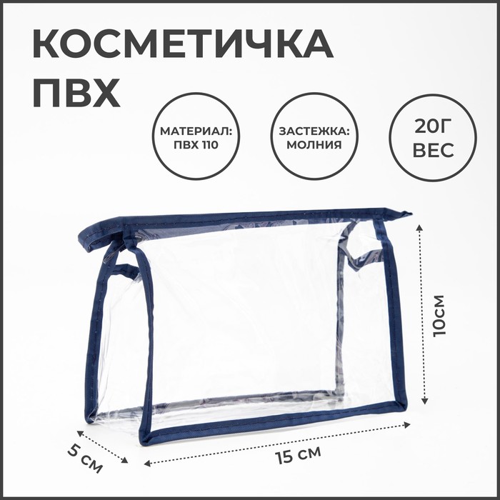 фото Косметичка на молнии, цвет синий