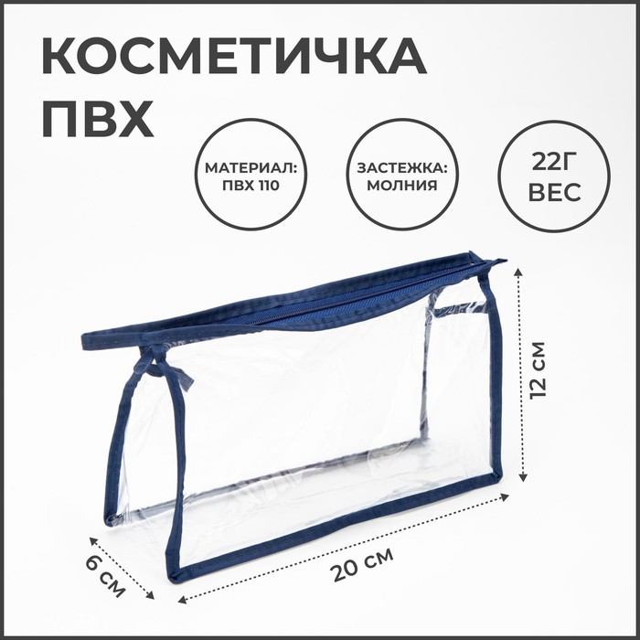 фото Косметичка на молнии, цвет синий