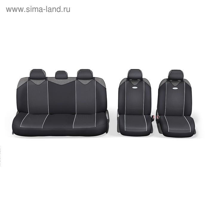 фото Чехол-майка autoprofi carbon plus crb-902p bk/gy, закрытое сиденье, полиэстер под карбон, 9 предметов, цвет чёрный/серый