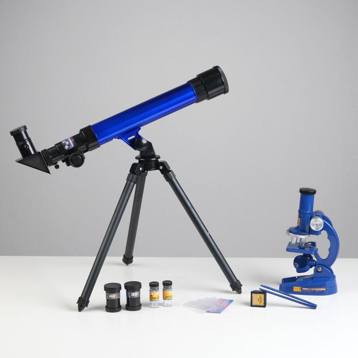 фото Набор: телескоп настольный, три линзы: х20, 30, 40 + микроскоп, увеличение х300, 600, 1200 planet earth