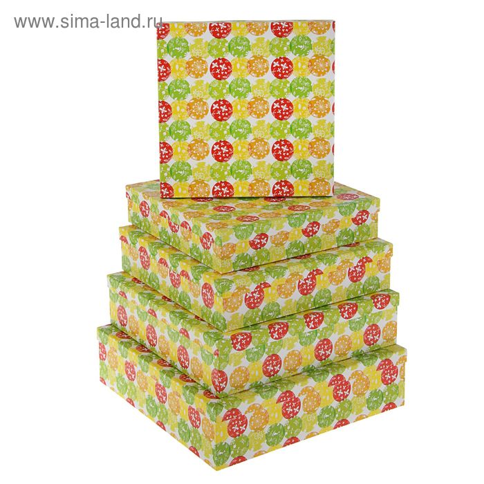 Набор коробок 5в1 "Шары и бабочки", 34 х 34 х 9 - 26 х 26 х 5 см
Набор коробок 5в1 "Шары и бабочки", 34 х 34 х 9 - 26 х 26 х 5 см