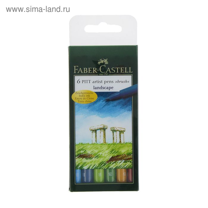 фото Ручка кисть капиллярная набор faber-castell pitt artist pen brush 6 цветов натур.от 167105
