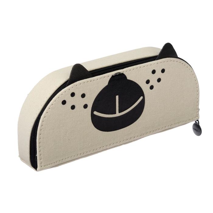 фото Пенал школьный на молнии "мишка белый"