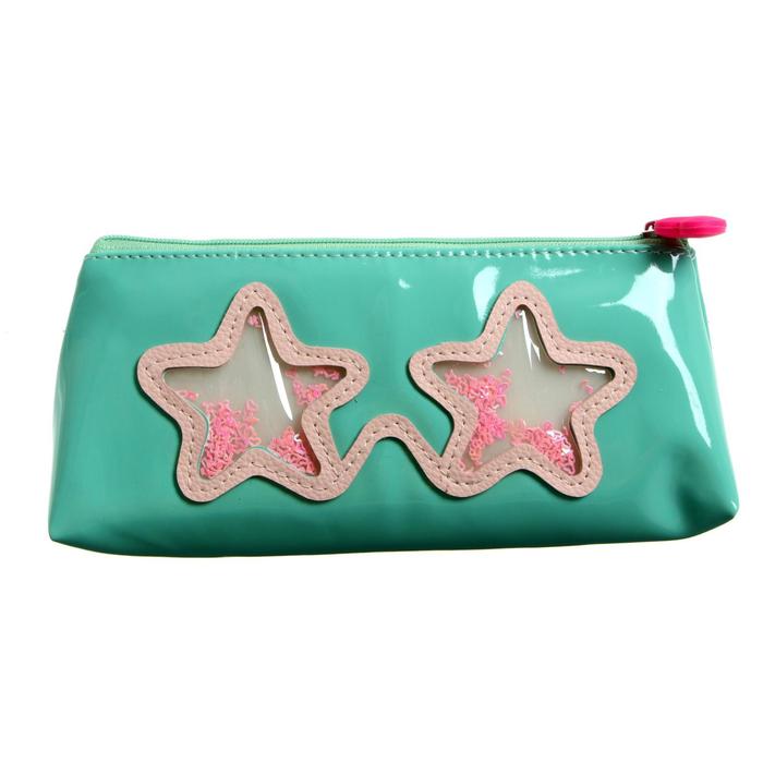 Пенал школьный "Очки с блестками" на молнии, зелёный
Пенал школьный "Очки с блестками" на молнии, зелёный