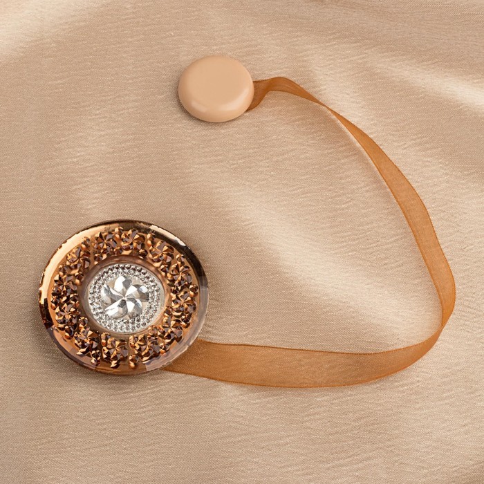 фото Подхват для штор «букет», d = 6 см, цвет кофейный арт узор