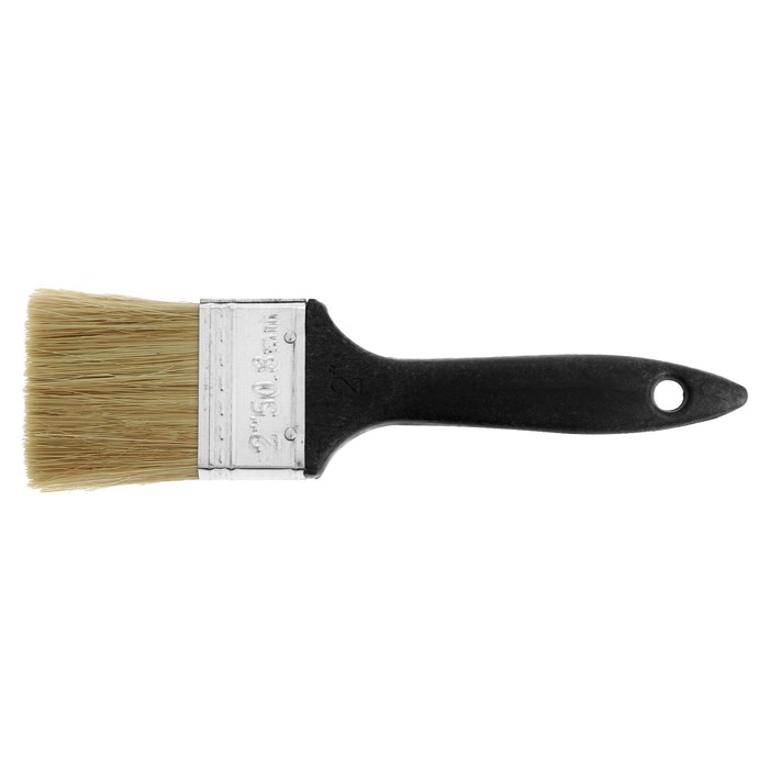фото Кисть плоская лом, натуральная щетина, пластиковая рукоятка, 2", 50 мм