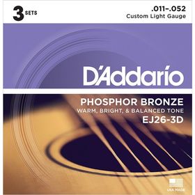 Струны для акустической гитары D`Addario EJ26-3D Phosphor Bronze Custom Light, 11-52, 3 комплекта
Струны для акустической гитары D`Addario EJ26-3D Phosphor Bronze Custom Light, 11-52, 3 комплекта
