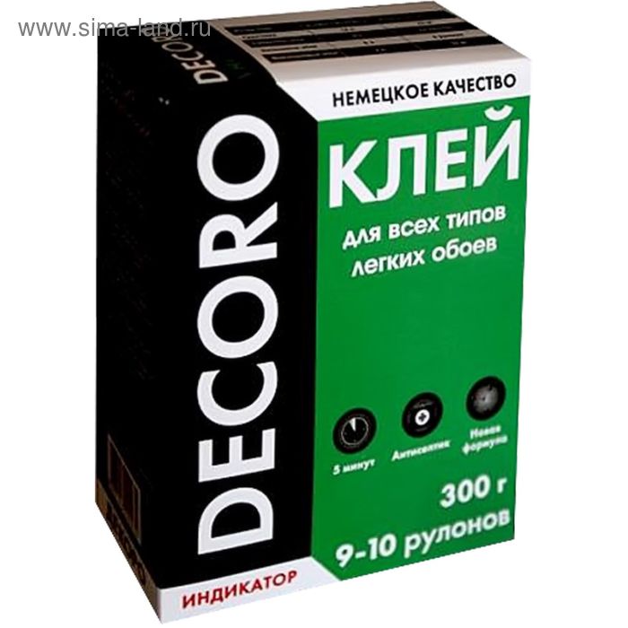 Клей для всех типов лёгких обоев Decoro ART 100-300 А, 300 г (на 9-10 рулонов)
Клей для всех типов лёгких обоев Decoro ART 100-300 А, 300 г (на 9-10 рулонов)