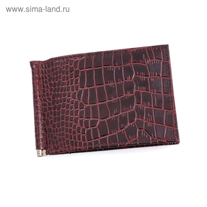 фото Зажим для купюр, отдел для монет, кредиток, цвет бордовый премьер