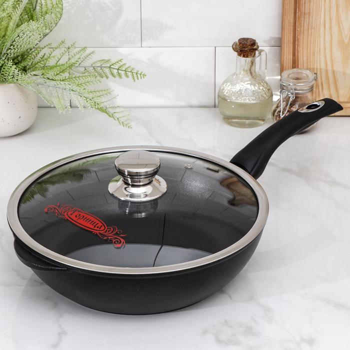 Сотейник «Классик», d=28 см, h=9 см, стеклянная крышка, антипригарное покрытие, цвет чёрный
Сотейник «Классик», d=28 см, h=9 см, стеклянная крышка, антипригарное покрытие, цвет чёрный